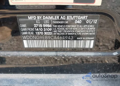 2012 Mercedes-Benz S 550 4Matic z USA, uszkodzony, nr VIN WDDNG9EB9CA464943